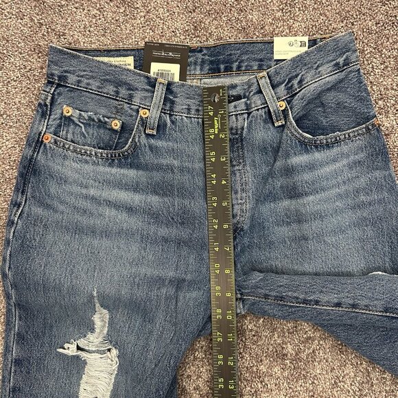 Levi's Women's 501 90s Jeans Size 24 x 30 Blue Distressed Mid Rise Loose NWT $98 - Picture 13 of 16